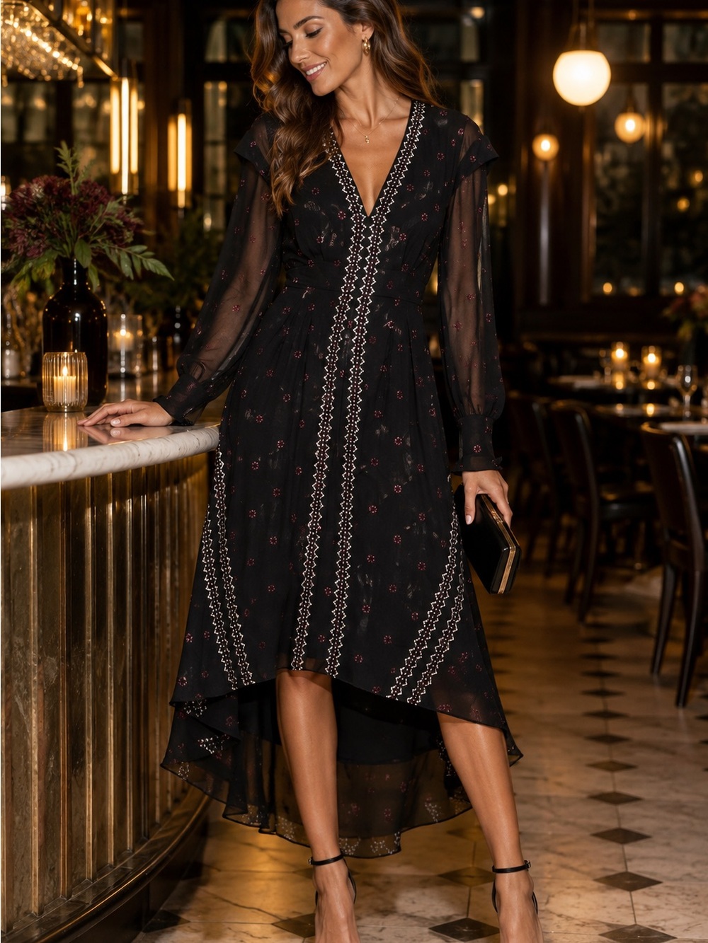 Joie Jamya Silk High Low Midi Dress Caviar Black Sz 4 NWT $498 Modern Elegant